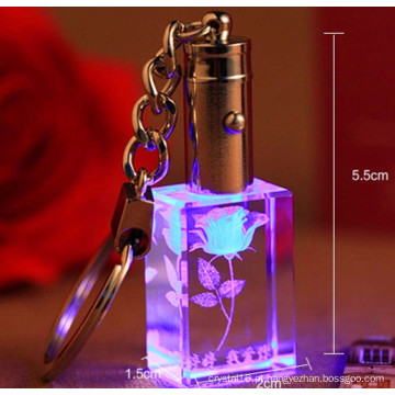 Keyring de vidro feito sob encomenda do cristal do laser 3D